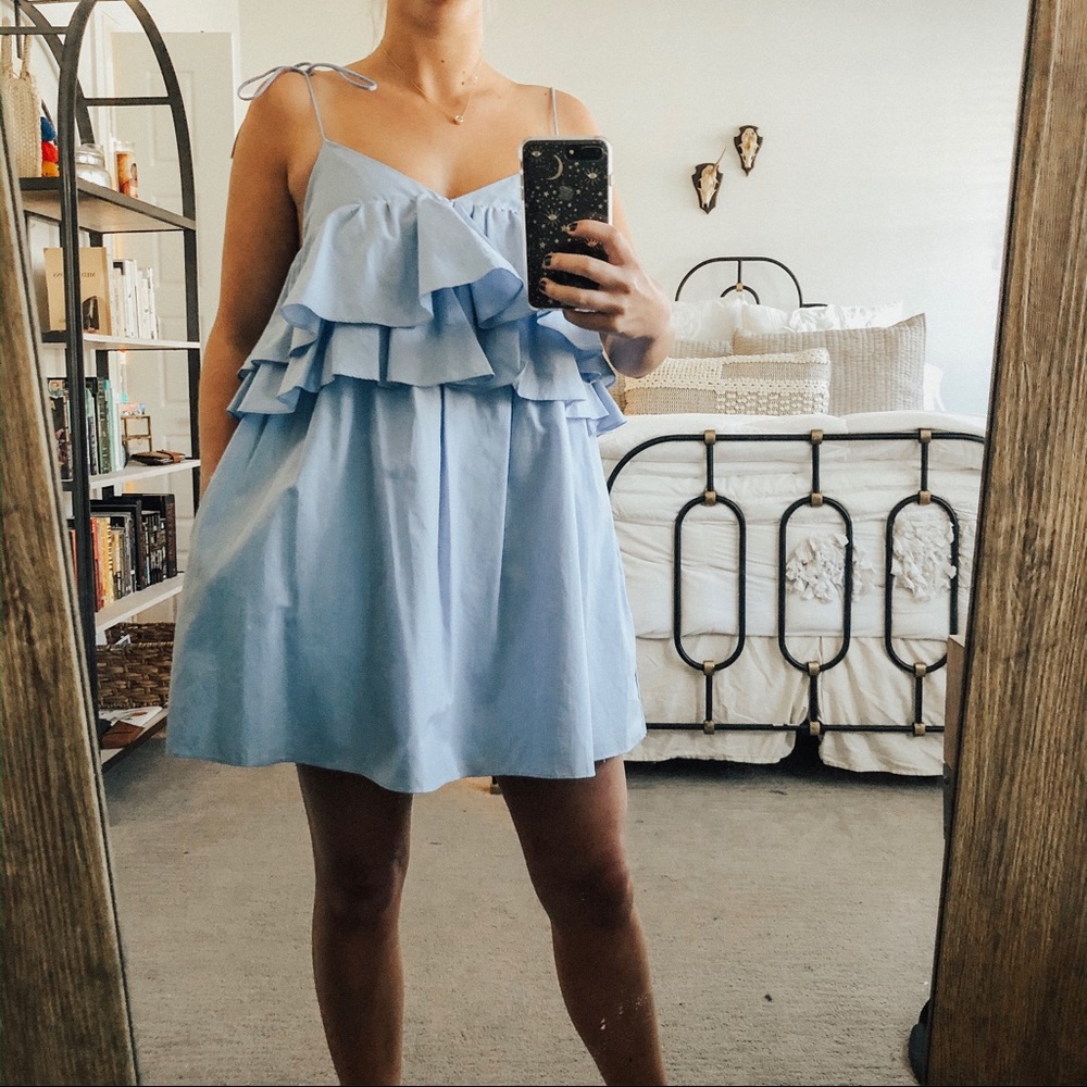 Blue Ruffle Babydoll Dress